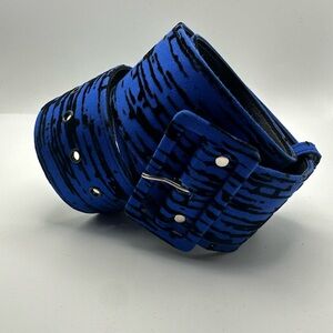 Pinup Couture 2 Inch Grommet Belt in Royal Blue with Black Velvet Flocking